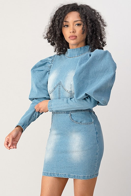 Dion Denim Puff Dress